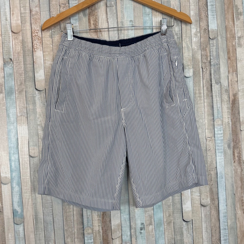 Birddogs M Long 9" The Flying Wasps Seersucker Gym Shorts Blue Striped Lined